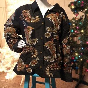 Indigo Moon Black jacket NWT 3X LS Made in India. Lots of design. Extra sequins.